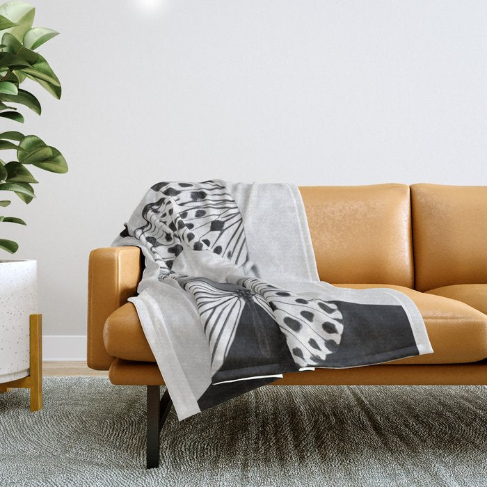 Woman Butterfly Throw Blanket Gallery Image 1