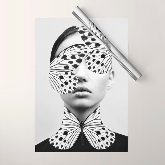 Woman Butterfly Wrapping Paper Gallery Image 1