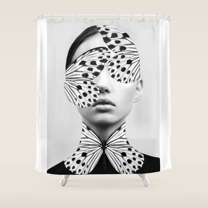 Woman Butterfly Shower Curtain Gallery Image 1