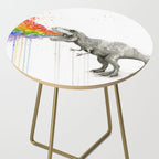 T-Rex Dinosaur Rainbow Puke Taste the Rainbow Watercolor Side Table Gallery Image 2