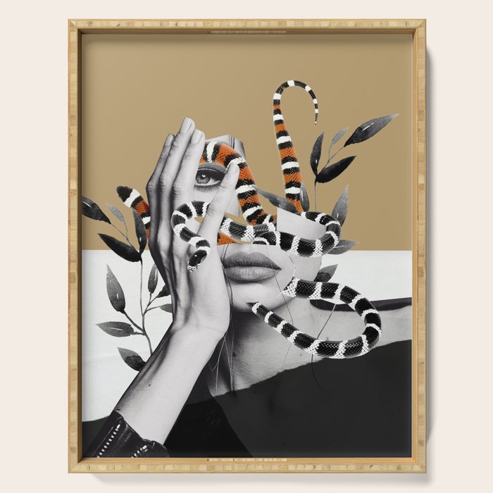 Woman and snakes Serving Tray Gallery Image 1