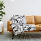 Geometric sweet wet noses // white background black and white dogs Throw Blanket Gallery Image 1