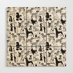 Geometric sweet wet noses // white background black and white dogs Wood Wall Art Gallery Image 1