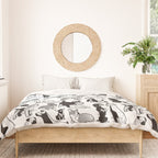 Geometric sweet wet noses // white background black and white dogs Duvet Cover Gallery Image 3