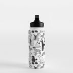 Geometric sweet wet noses // white background black and white dogs Water Bottle Gallery Image 3