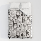 Geometric sweet wet noses // white background black and white dogs Duvet Cover Gallery Image 6