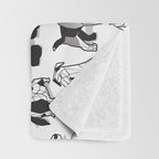 Geometric sweet wet noses // white background black and white dogs Throw Blanket Gallery Image 3