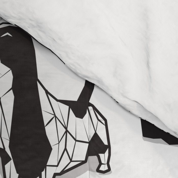 Geometric sweet wet noses // white background black and white dogs Comforter Gallery Image 4