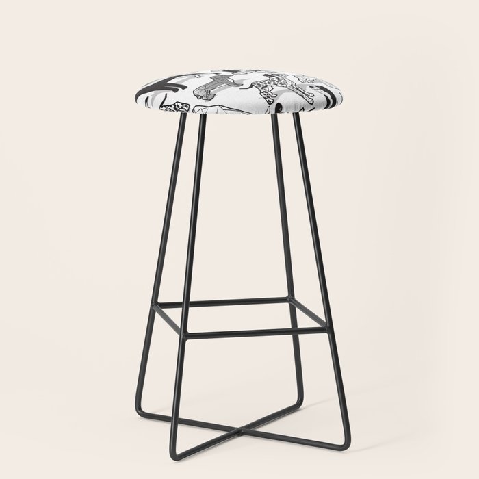 Geometric sweet wet noses // white background black and white dogs Stool Gallery Image 1