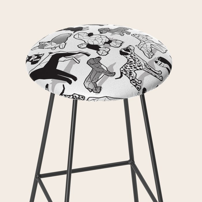 Geometric sweet wet noses // white background black and white dogs Stool Gallery Image 2