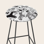 Geometric sweet wet noses // white background black and white dogs Stool Gallery Image 2