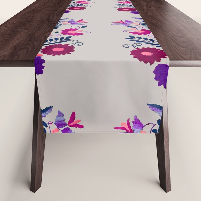 Mexican Bird Motif Gray Table Runner Gallery Image 1