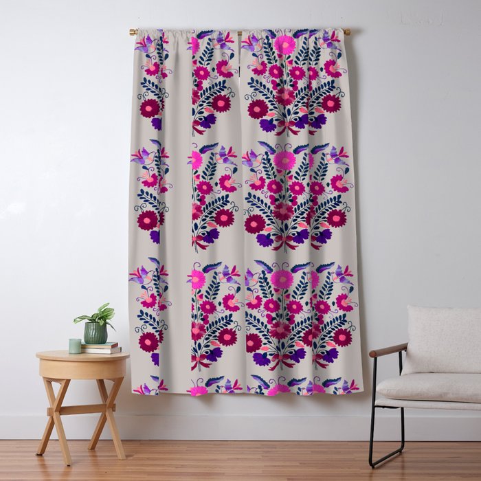 Mexican Bird Motif Gray Window Curtain Gallery Image 5