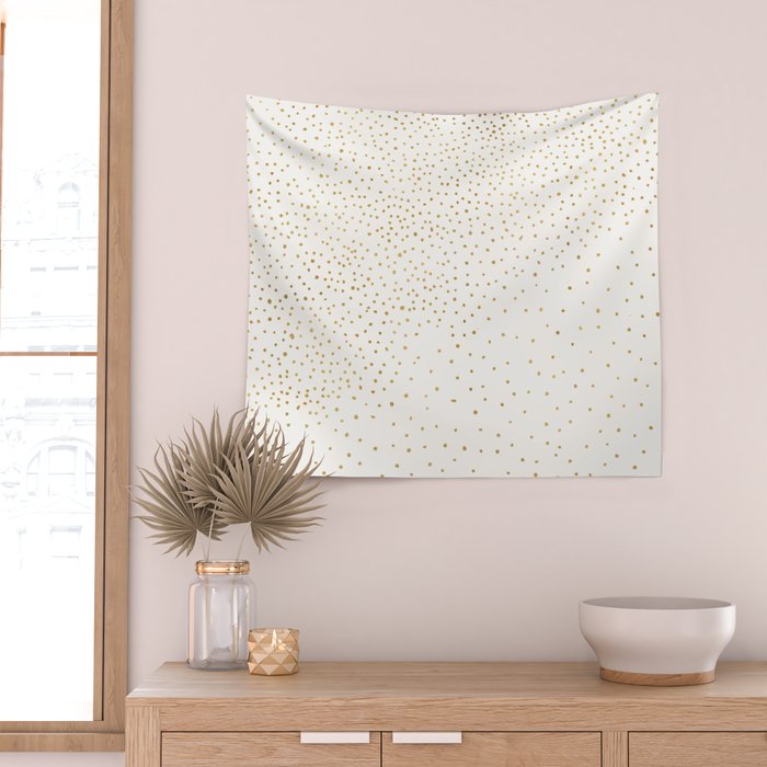Falling Stars Metallic Gold Dot Pattern Wall Tapestry Gallery Image 2