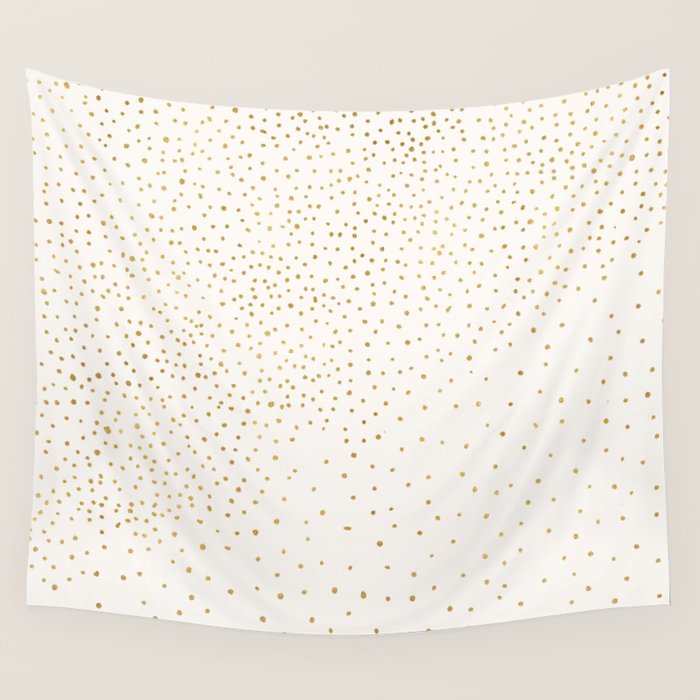 Falling Stars Metallic Gold Dot Pattern Wall Tapestry Gallery Image 4