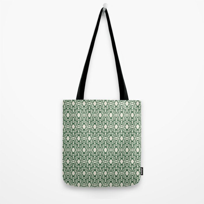 Hunter Green Leaf Motif Tote Bag Gallery Image 2