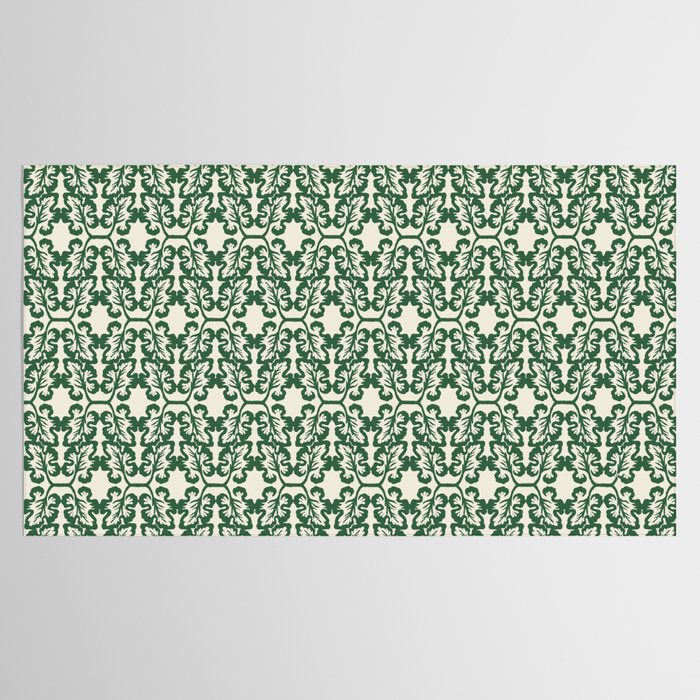 Hunter Green Leaf Motif Tablecloth Gallery Image 2