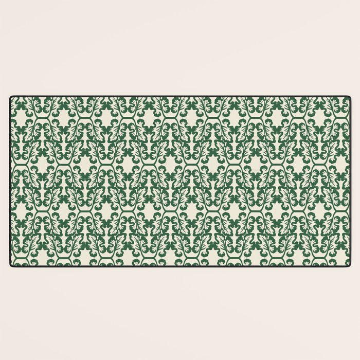 Hunter Green Leaf Motif Desk Mat Gallery Image 3