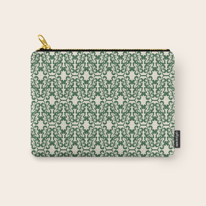 Hunter Green Leaf Motif Carry All Pouch Gallery Image 1