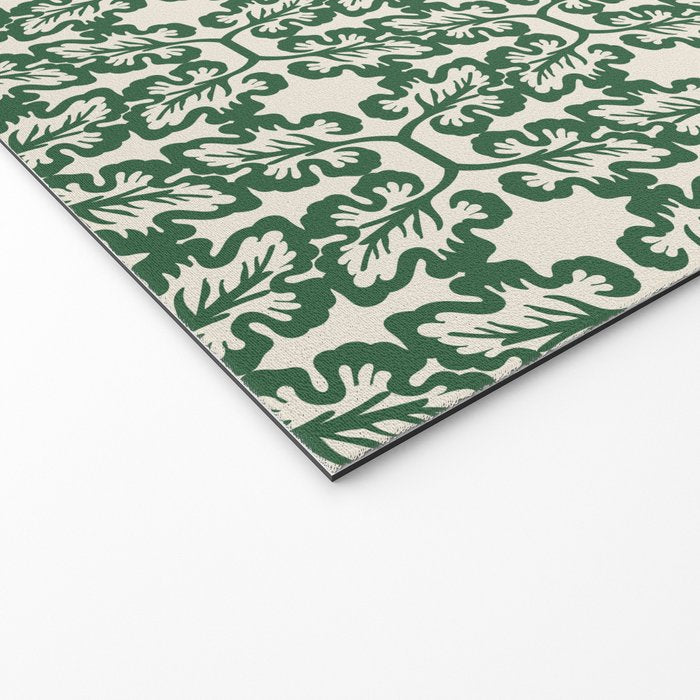 Hunter Green Leaf Motif Welcome Mat Gallery Image 2