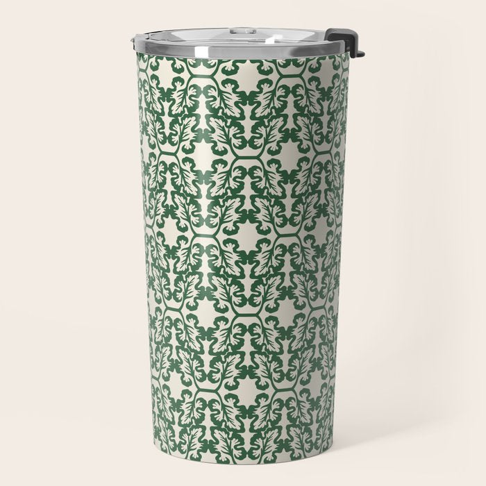 Hunter Green Leaf Motif Travel Mug Gallery Image 2