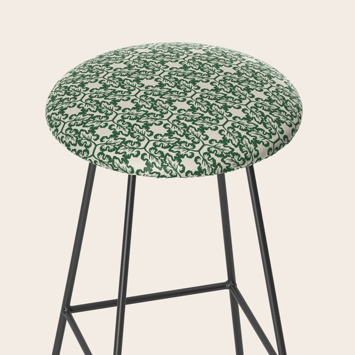 Hunter Green Leaf Motif Stool Gallery Image 2