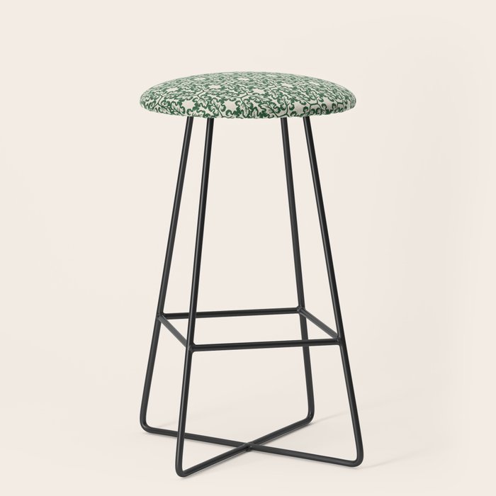 Hunter Green Leaf Motif Stool Gallery Image 1
