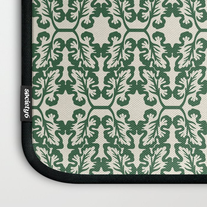 Hunter Green Leaf Motif Laptop Sleeve Gallery Image 3