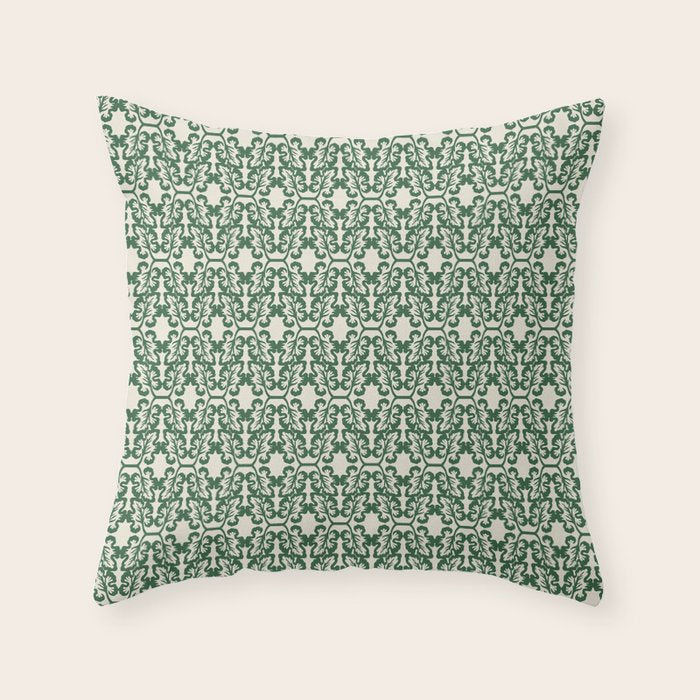 Hunter Green Leaf Motif Throw Pillow Gallery Image 6
