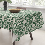 Hunter Green Leaf Motif Tablecloth Gallery Image 3