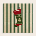 Christmas Stocking Green Wood Wall Art Gallery Image 1