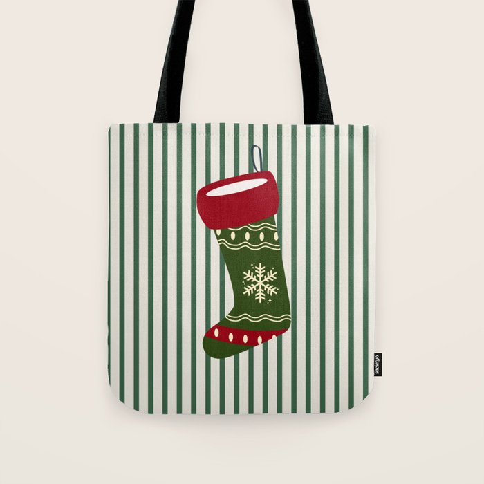 Christmas Stocking Green Tote Bag Gallery Image 1