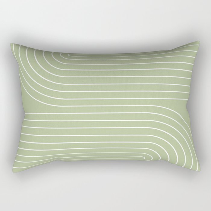 Minimal Line Curvature XXII Pastel Green Mid Century Modern Arch Abstract Rectangular Pillow Gallery Image 1