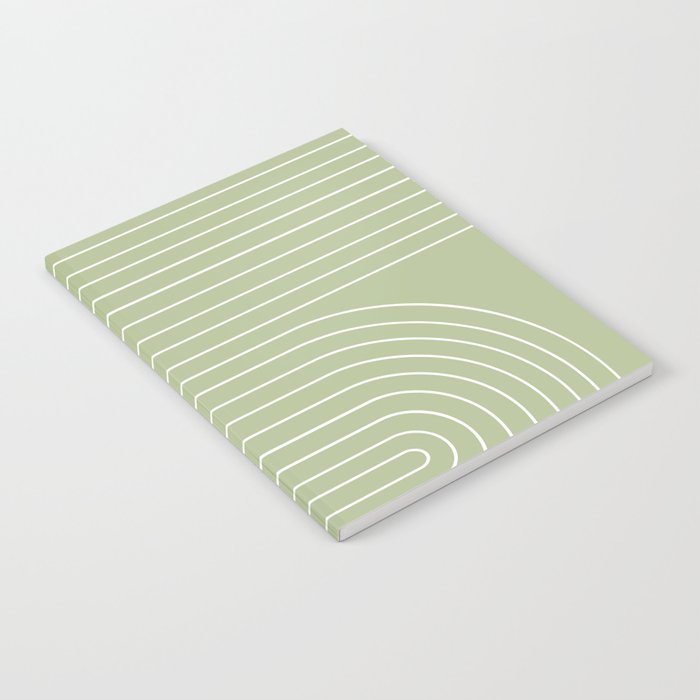 Minimal Line Curvature XXII Pastel Green Mid Century Modern Arch Abstract Notebook Gallery Image 2