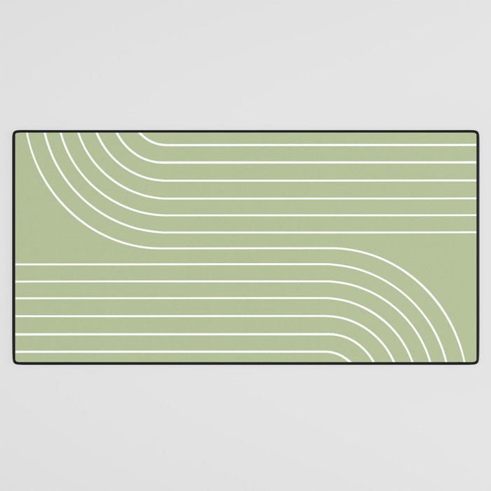 Minimal Line Curvature XXII Pastel Green Mid Century Modern Arch Abstract Desk Mat Gallery Image 3