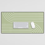 Minimal Line Curvature XXII Pastel Green Mid Century Modern Arch Abstract Desk Mat Gallery Image 1