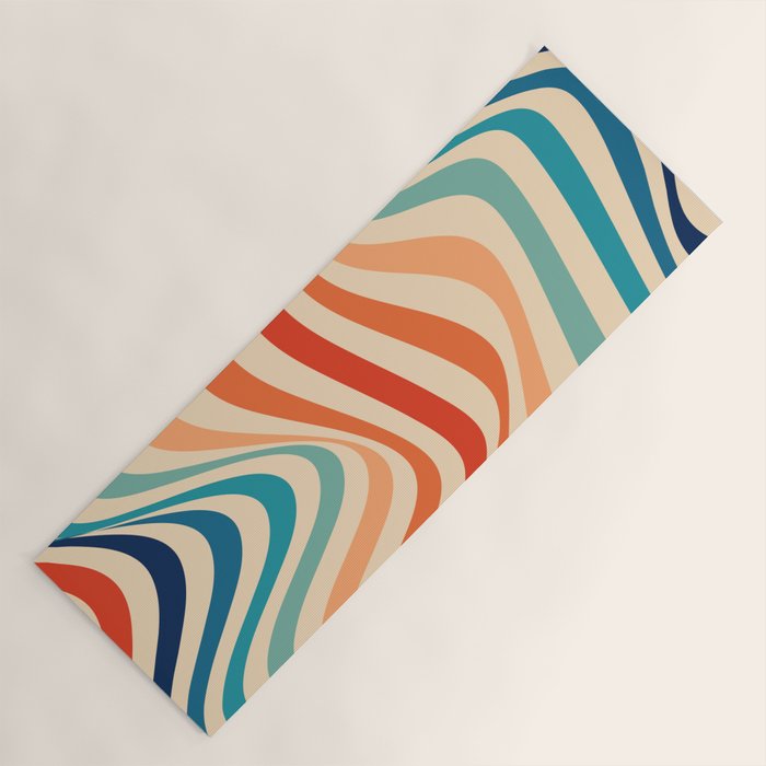 Retro 70s Color Palette | Optical Wave Illusion Yoga Mat Gallery Image 1