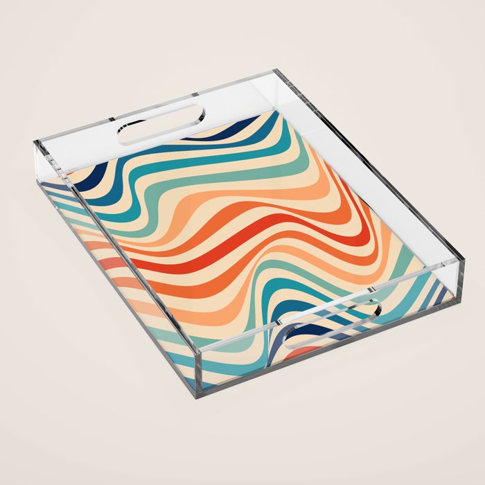 Retro 70s Color Palette | Optical Wave Illusion Acrylic Tray Gallery Image 1