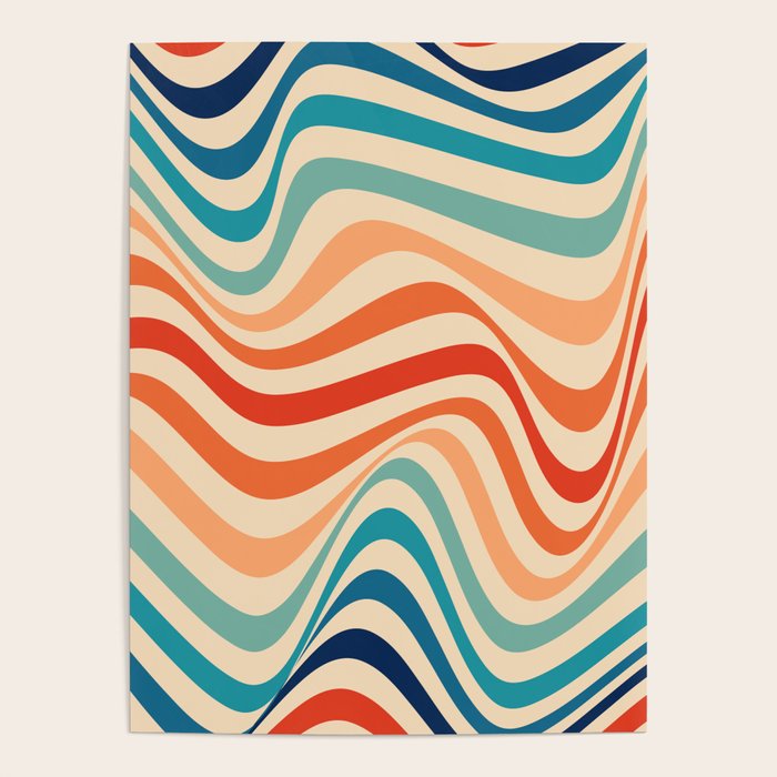 Retro 70s Color Palette | Optical Wave Illusion Poster Gallery Image 4