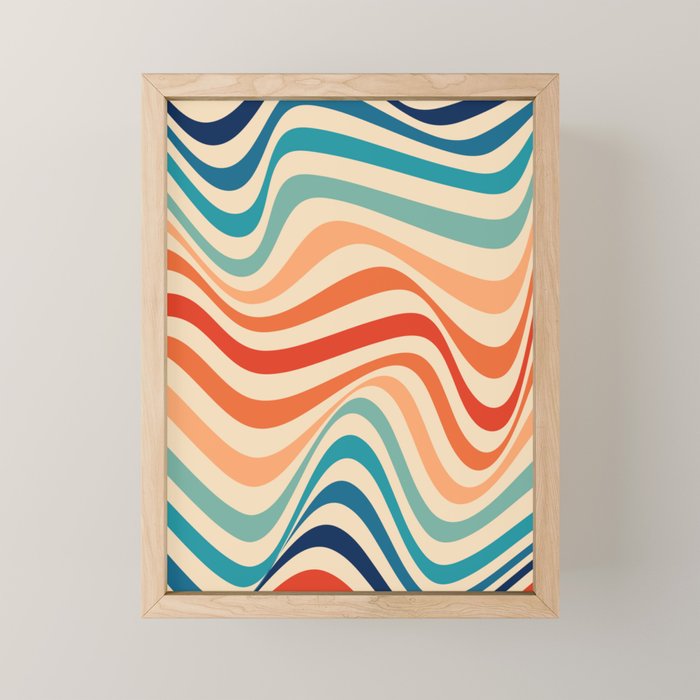 Retro 70s Color Palette | Optical Wave Illusion Mini Art Print Gallery Image 1