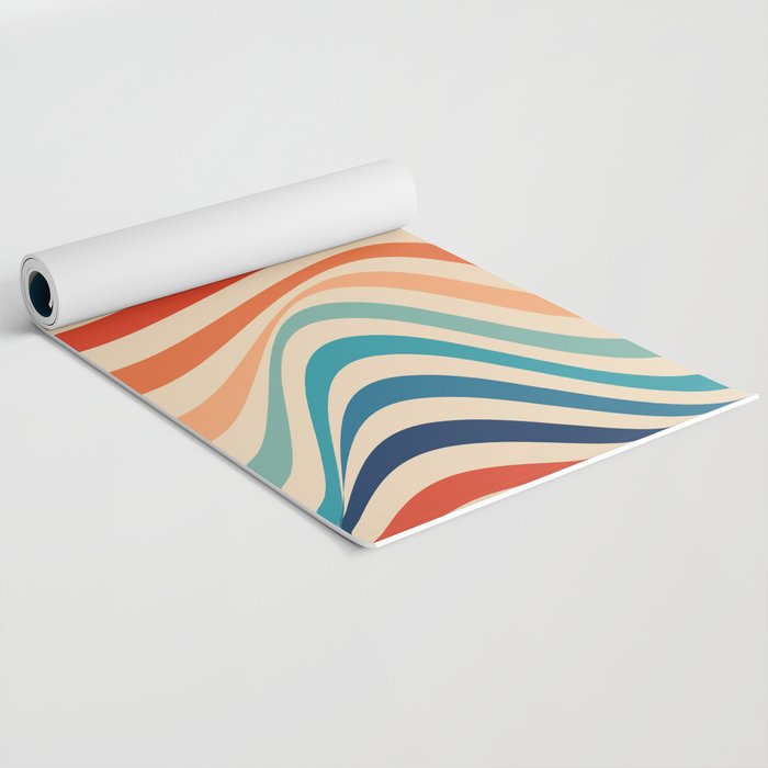 Retro 70s Color Palette | Optical Wave Illusion Yoga Mat Gallery Image 2