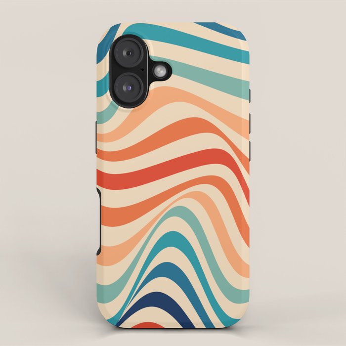 Retro 70s Color Palette | Optical Wave Illusion iPhone Case Gallery Image 1