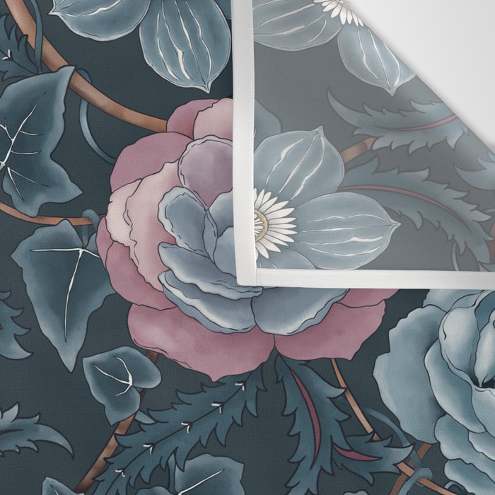 Dark Floral Elegance Wall Tapestry Gallery Image 3