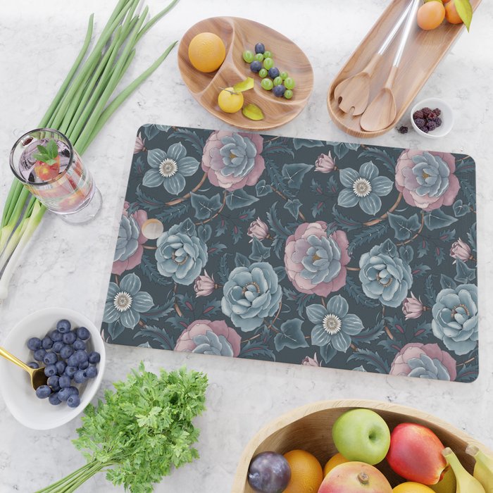 Dark Floral Elegance Cutting Board Gallery Image 2