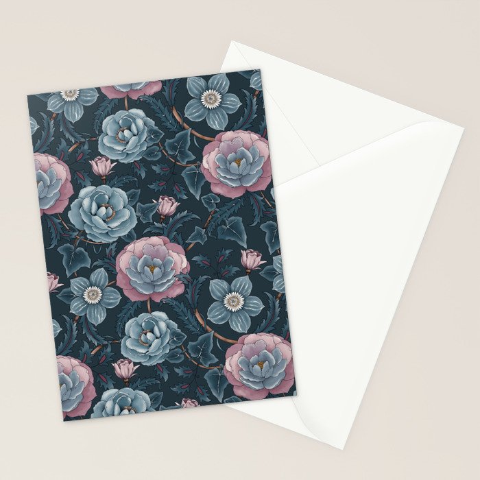 Dark Floral Elegance Stationery Card Gallery Image 2