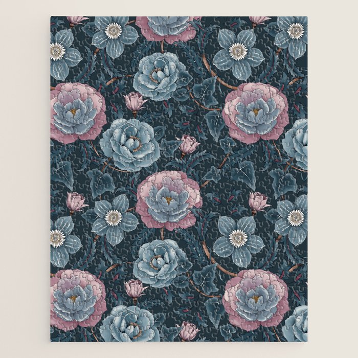 Dark Floral Elegance Jigsaw Puzzle Gallery Image 1