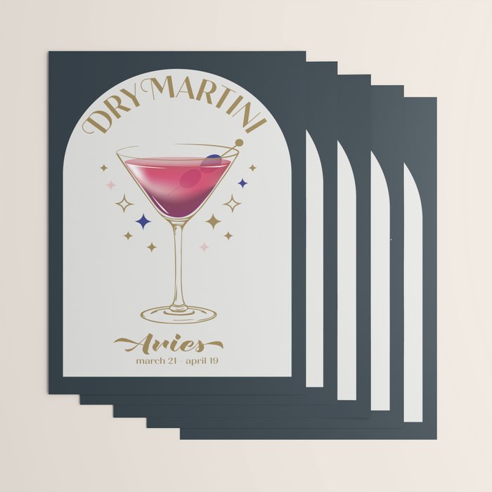 Dry Martini Cocktail Zodiac Sign Wrapping Paper Gallery Image 3