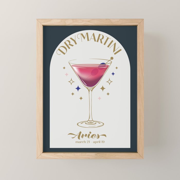 Dry Martini Cocktail Zodiac Sign Mini Art Print Gallery Image 1