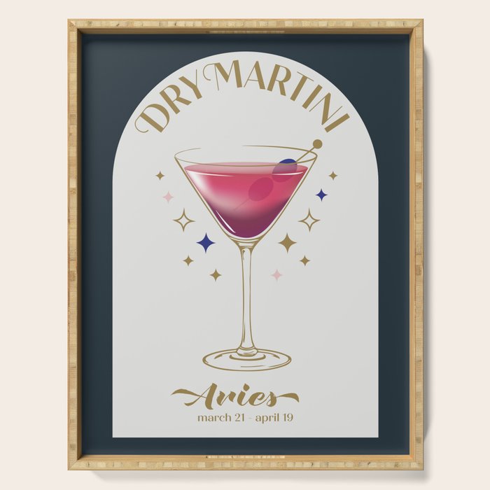 Dry Martini Cocktail Zodiac Sign Serving Tray Gallery Image 1