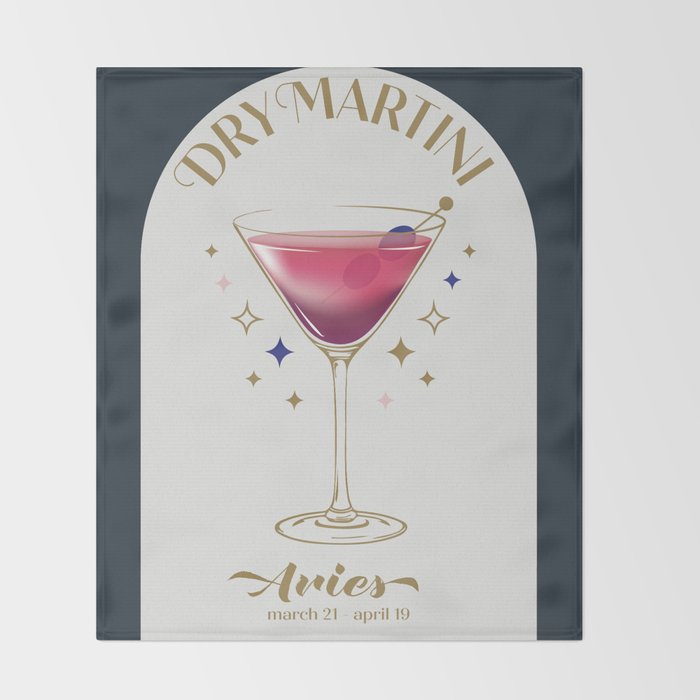 Dry Martini Cocktail Zodiac Sign Throw Blanket Gallery Image 2